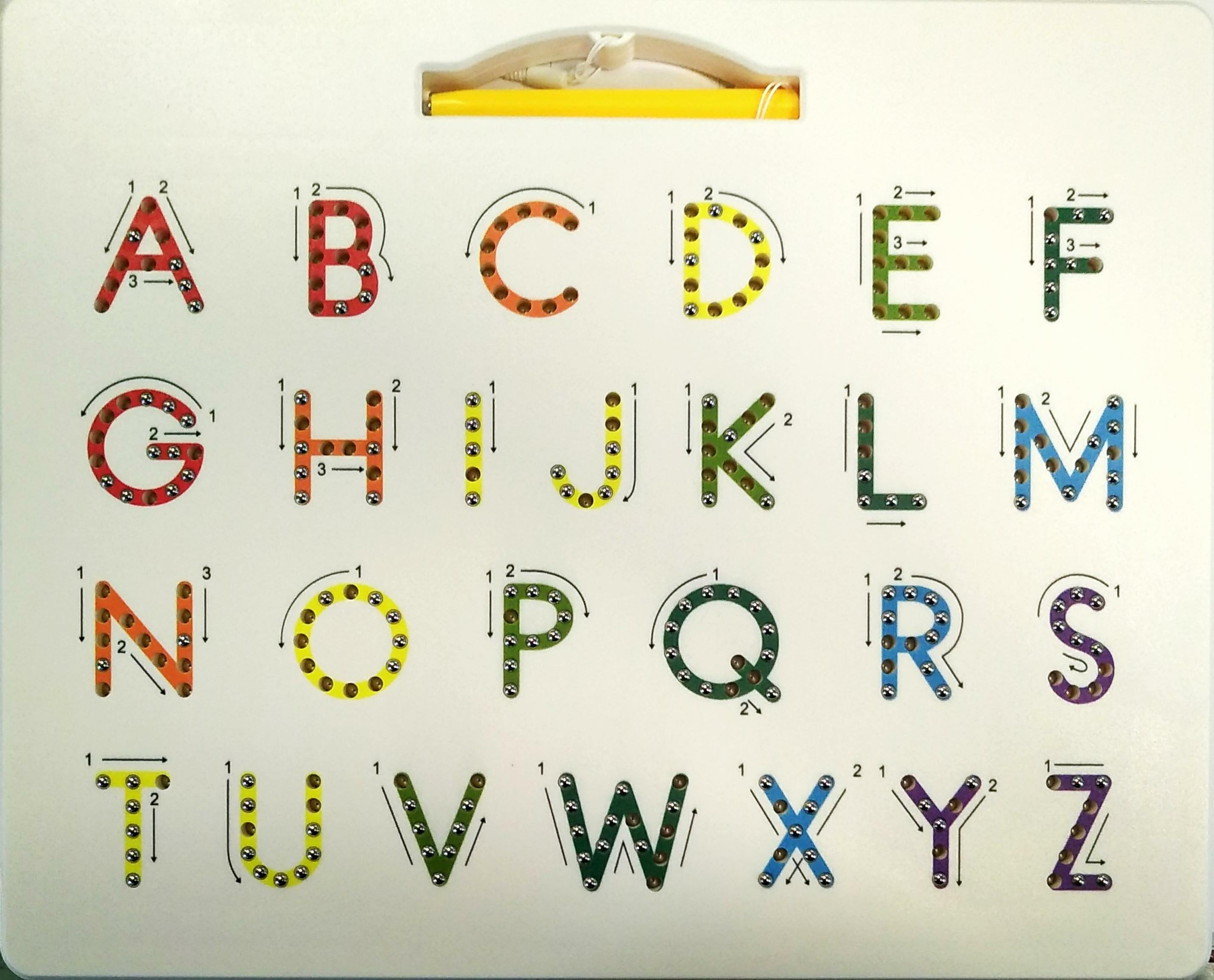 TABLETTE CHIFFRES LETTRES<br>Référence ludothèque : 4232<br>1 à 1 joueur(s) <br>Cette tablette magnétique permet d'apprendre à écrire les lettres et les chiffres.